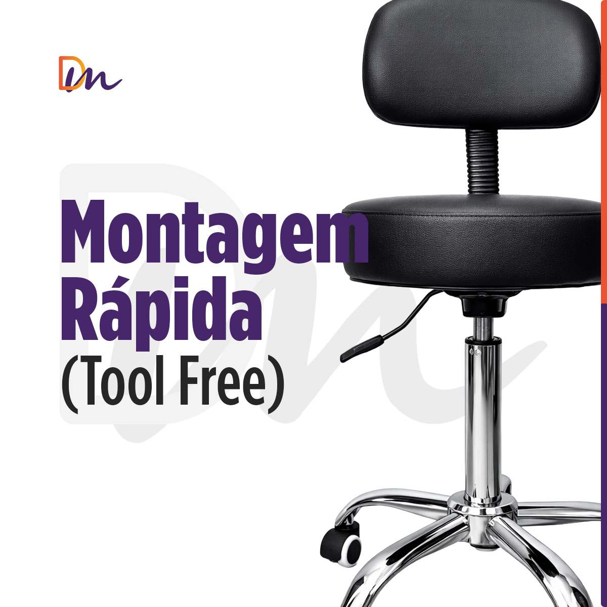 Mocho Giratório com Encosto Akmed para Estética e Clínica