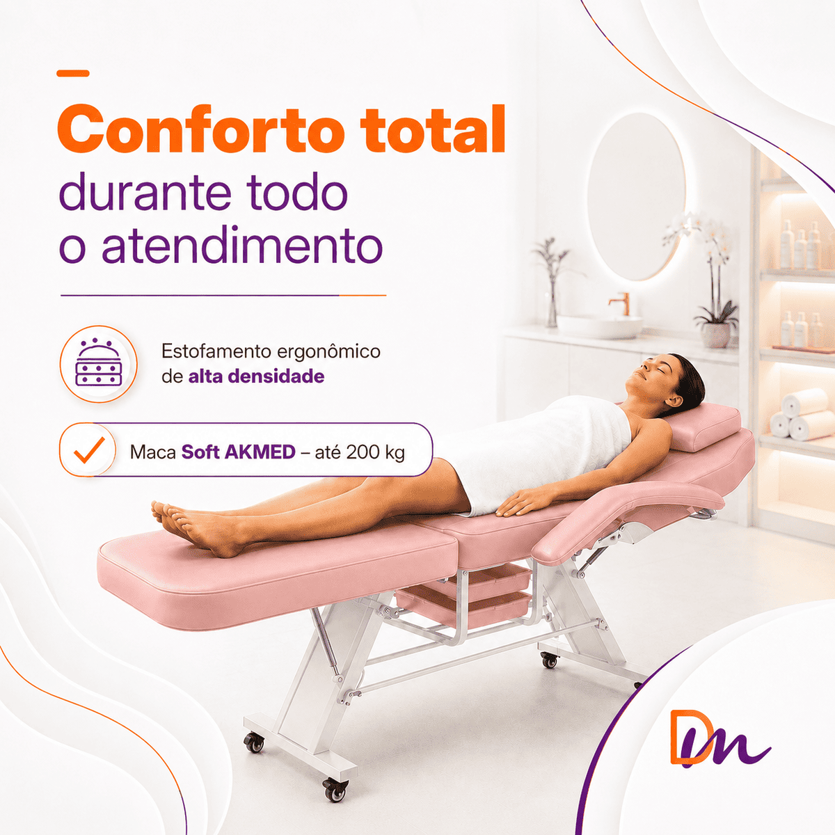 Poltrona Maca Reclinável Soft Rosa AKMED 2 Bandejas | Estética ...