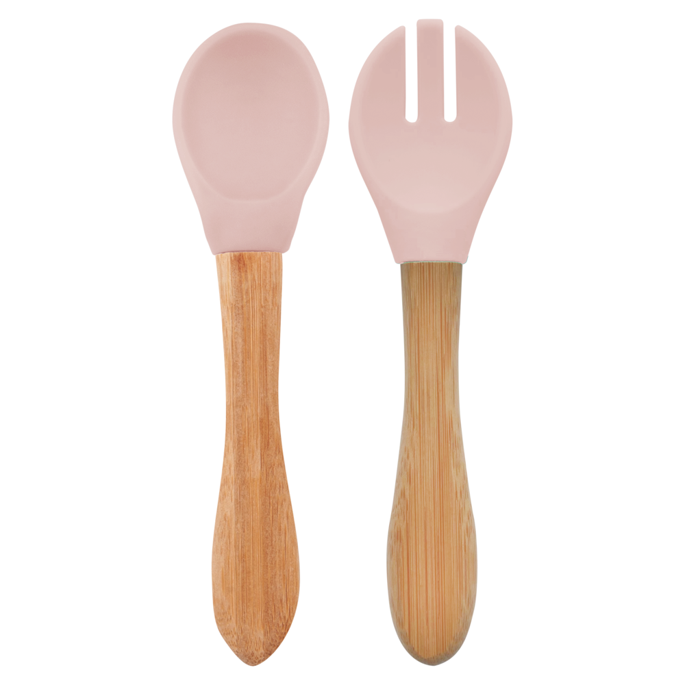 Colher e Garfo Silicone e Bambu Dig In Pinky Pink - Minikoioi ...