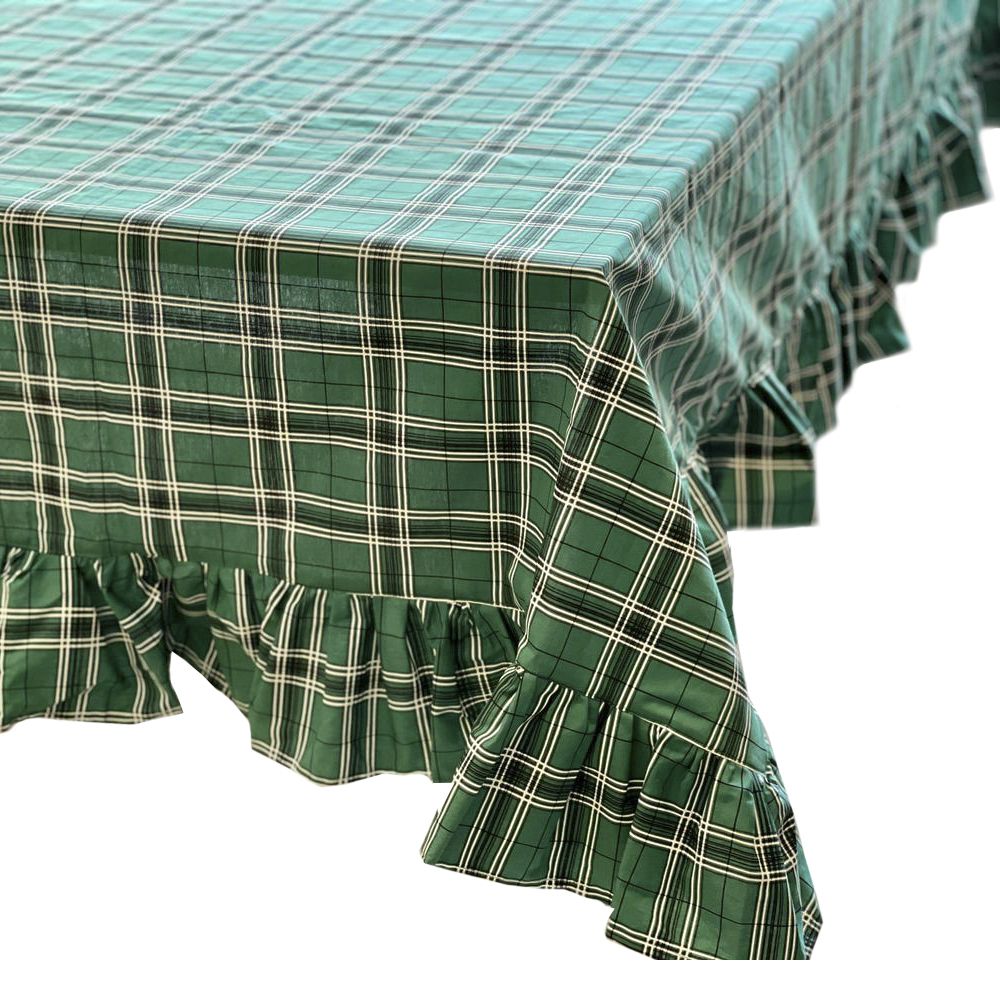 Toalha de mesa xadrez verde com babados 1,10 x 2,50m - Kasa57 - kasa 57