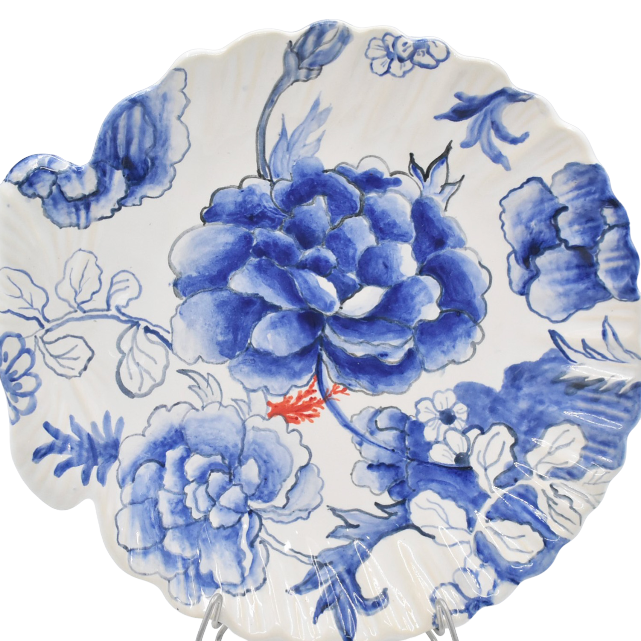 Prato raso concha com desenho floral azul - Kasa57 - Kasa 57 | A Sua ...