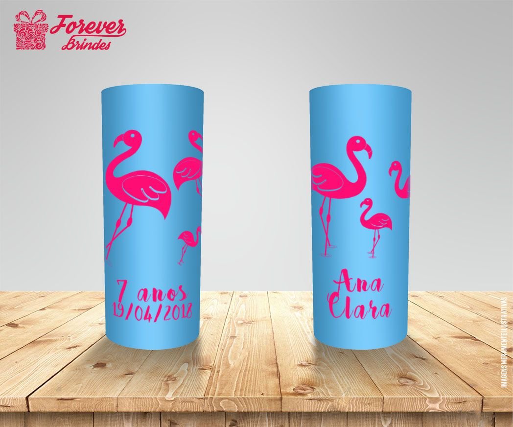 Copo Long Drink Aniversário Flamingo - FOREVER BRINDES