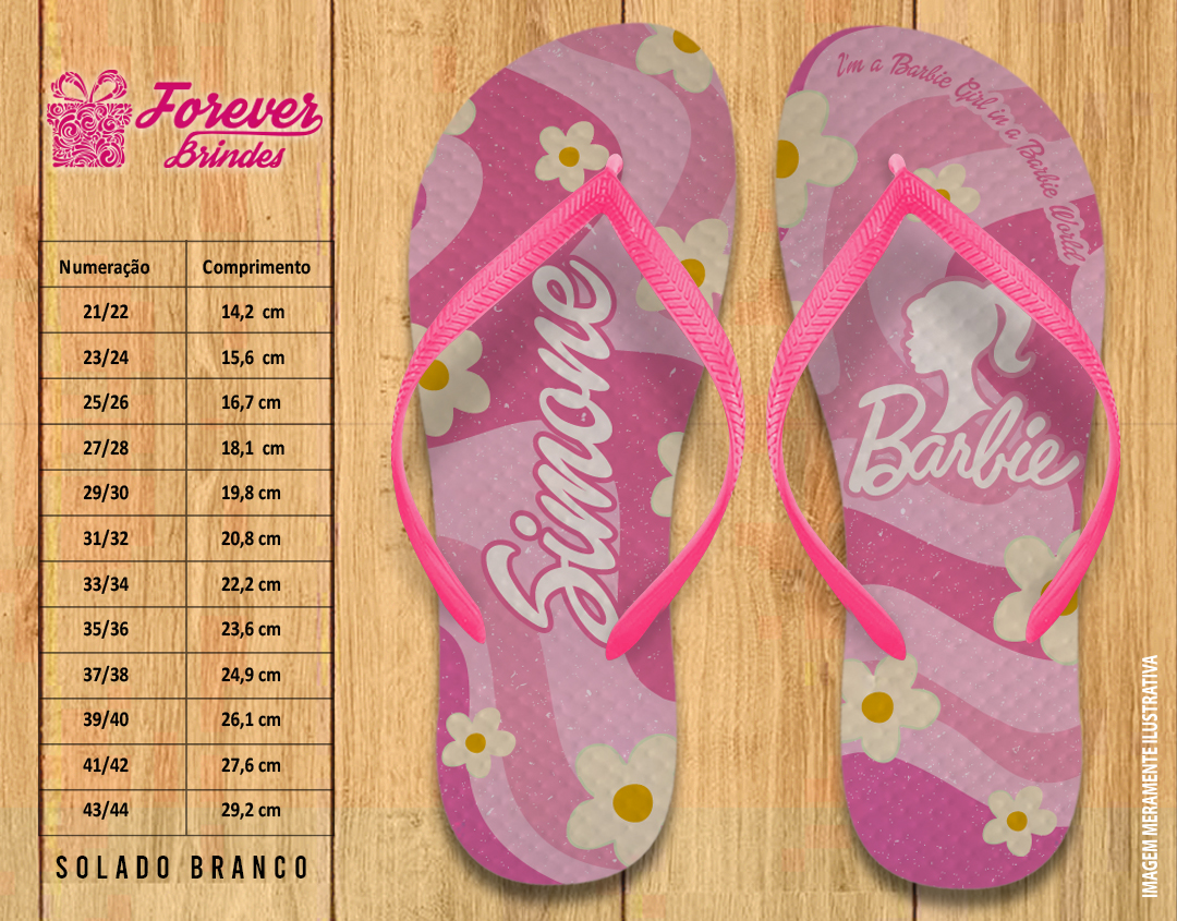 Chinelo De Aniversário Barbie - FOREVER BRINDES