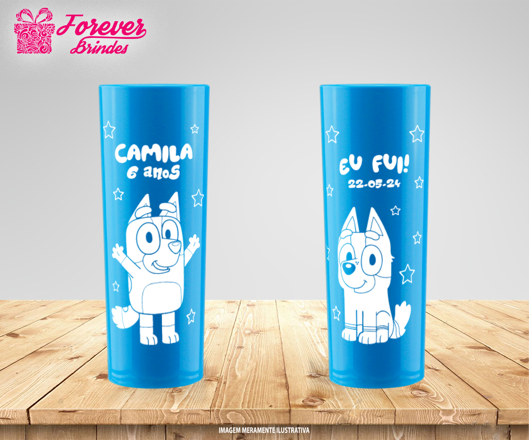 Copo Long Drink ANIVERSÁRIO BLUEY E BINGO - FOREVER BRINDES