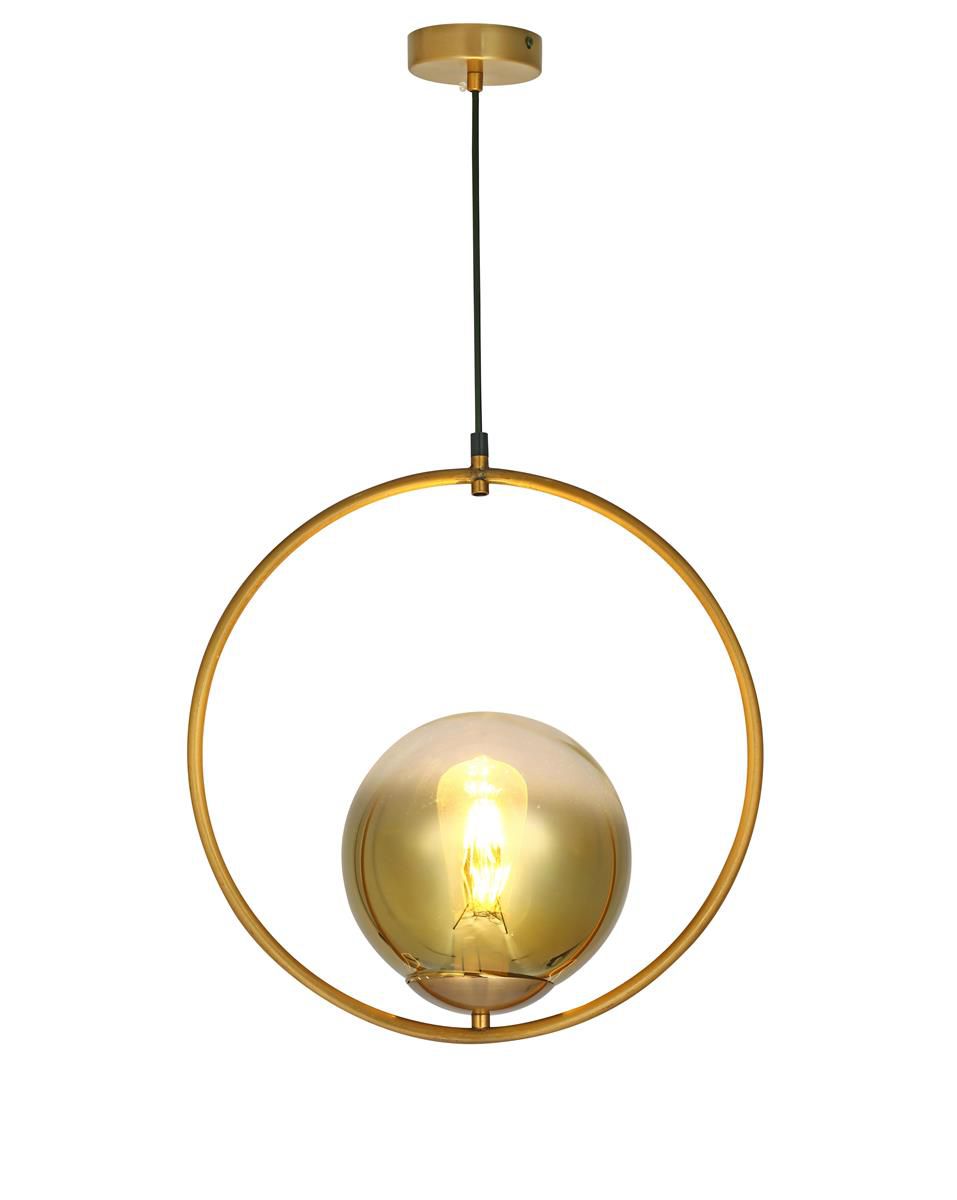Pendente Arc Gold com vidro esfera dourado 1XE27 Dinâmica - Luz Oculta  Iluminação