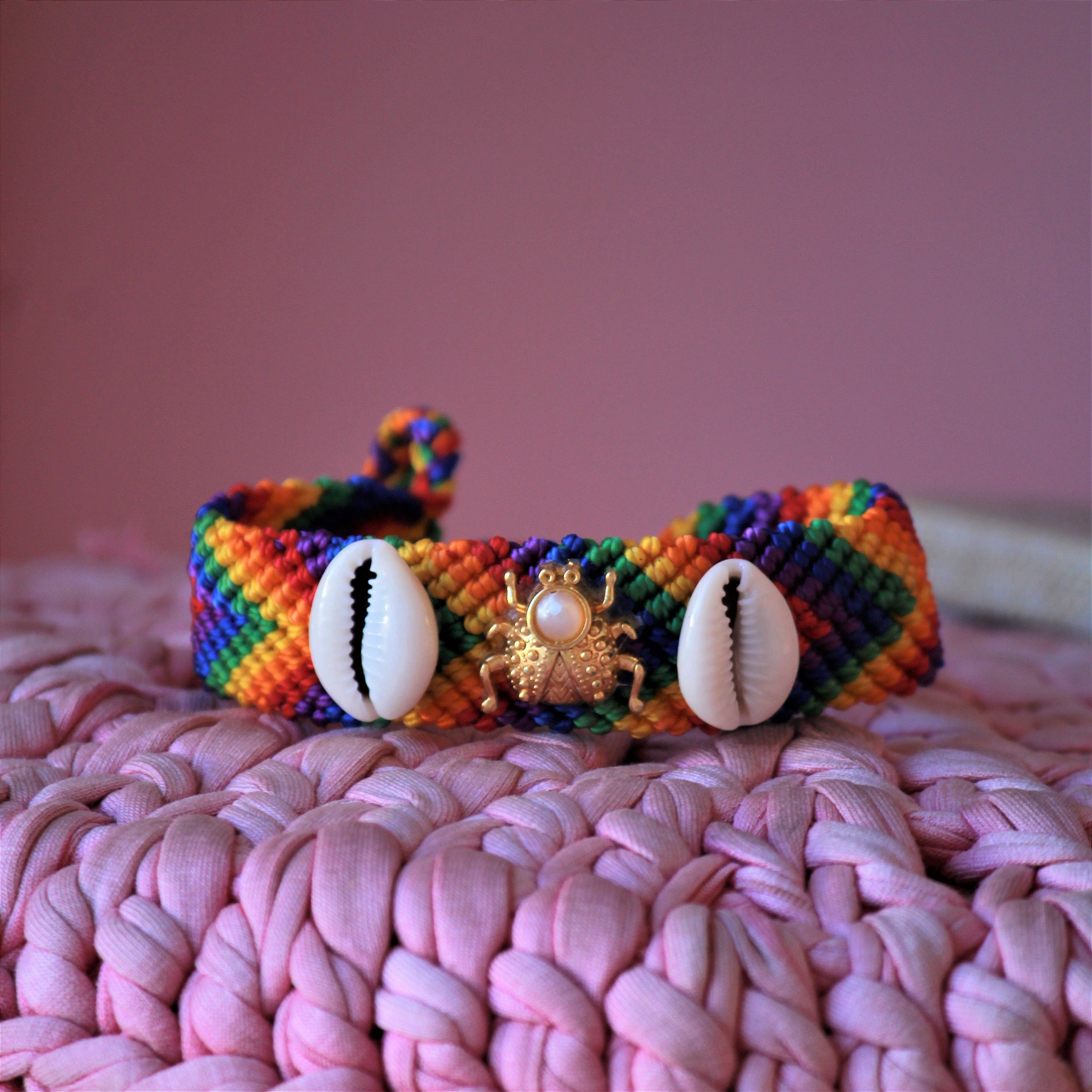 Pulseira handband rainbow inseto - Lilly Moura Bijouterias