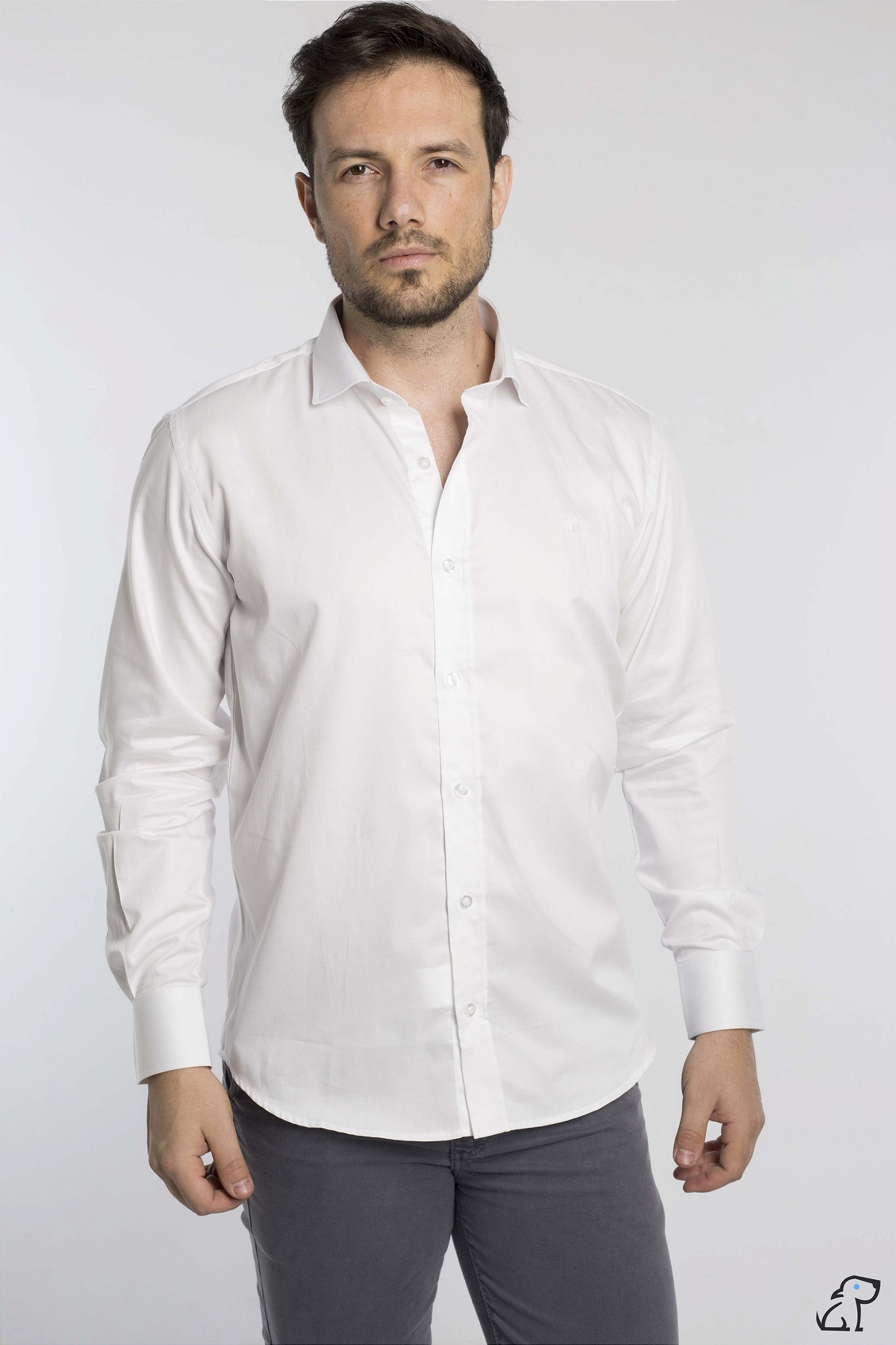Camisa Social Algodão Slim Branco - Victor Mancini Moda Masculina