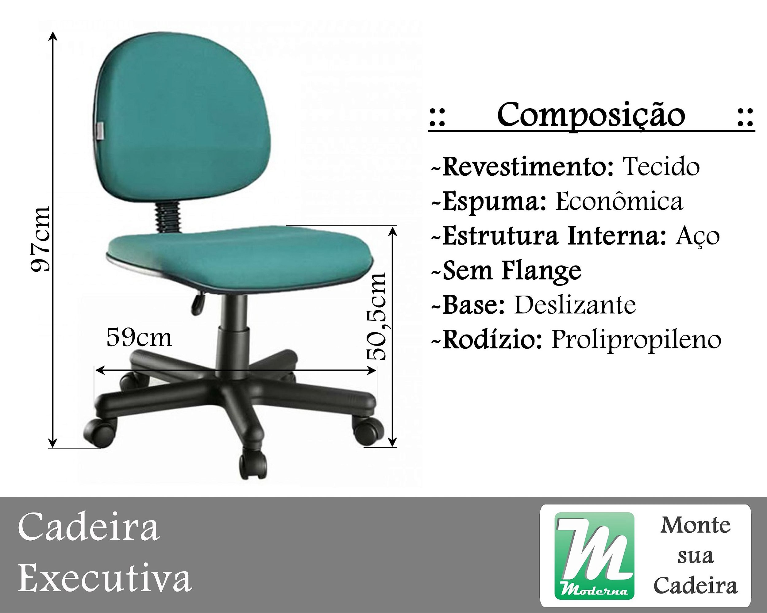 Cadeira Executiva Deslizante c/ Base Aço - Moderna Móveis para Escritório