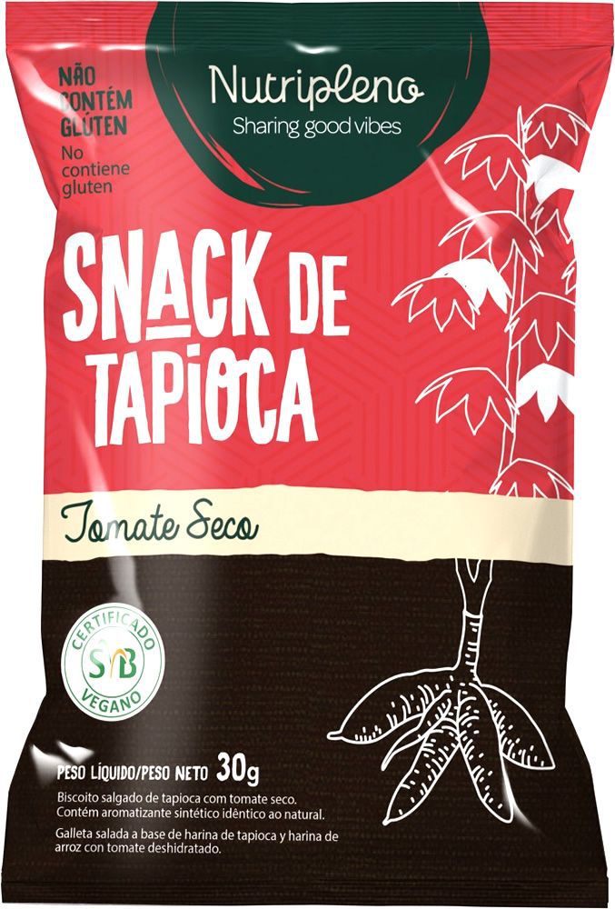 Snack de Tapioca Sabor Tomate Seco Sem Glúten Nutripleno 30g - Loja Vegana