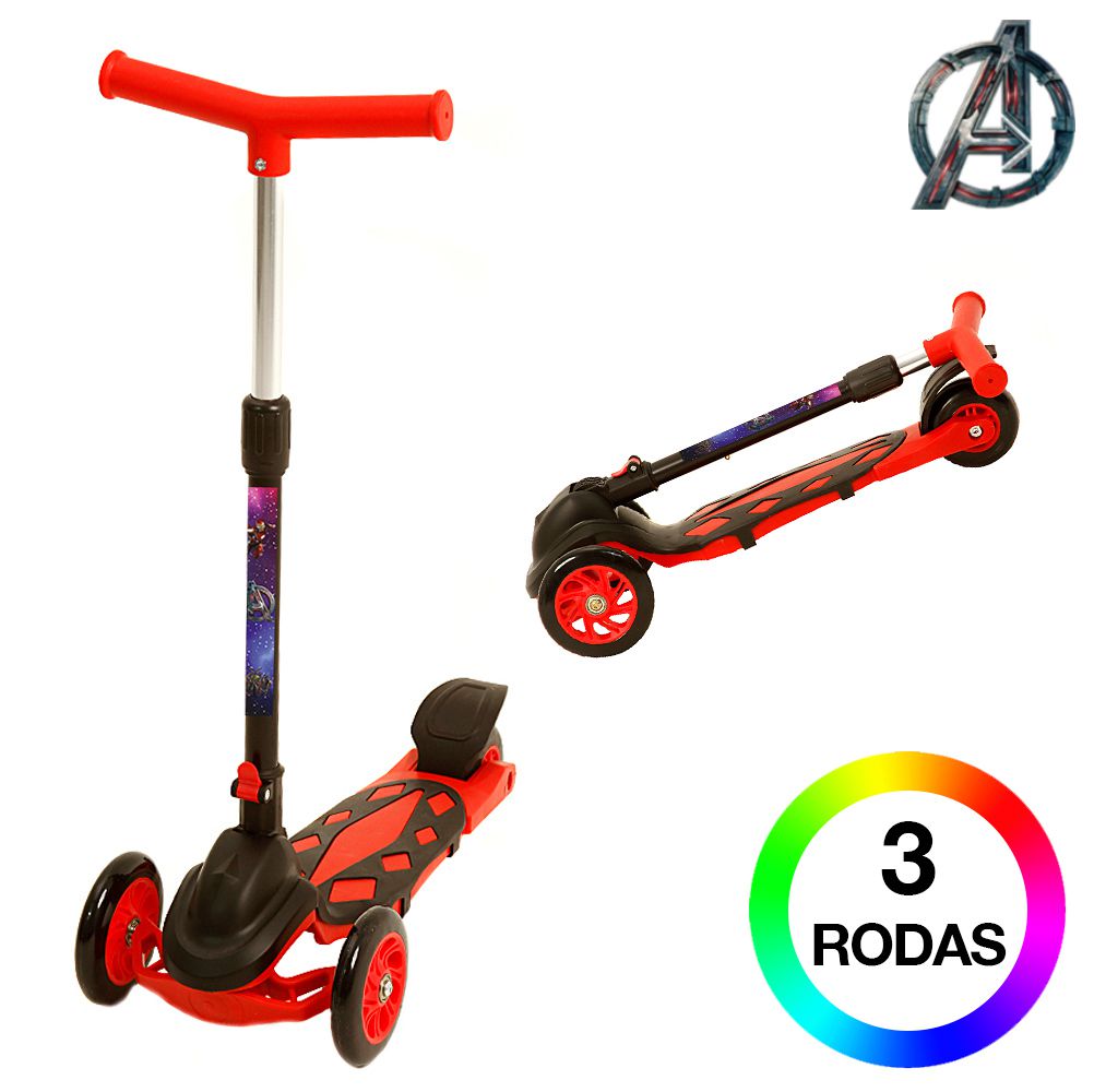 Patinete Thor Marvel 3 Rodas Ajuste de Altura Azul - DM Radical