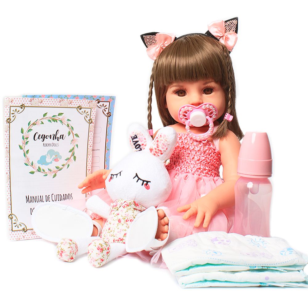 Boneca bebe reborn princesa original realista silicone 55 cm nova baby