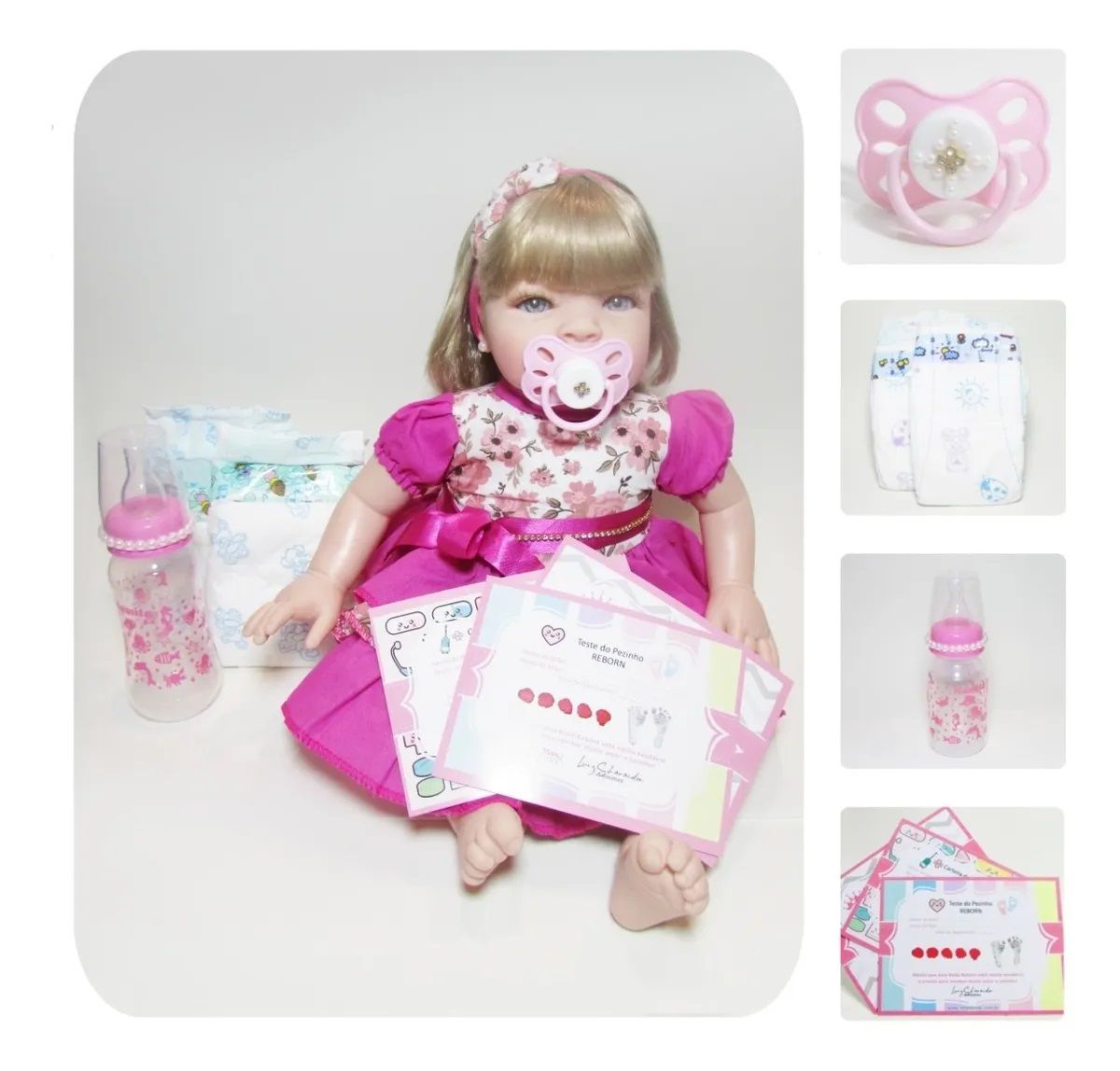 Bebê Reborn 100% Silicone + 23 Itens Bolsa Maternidade - Princesa Reborn