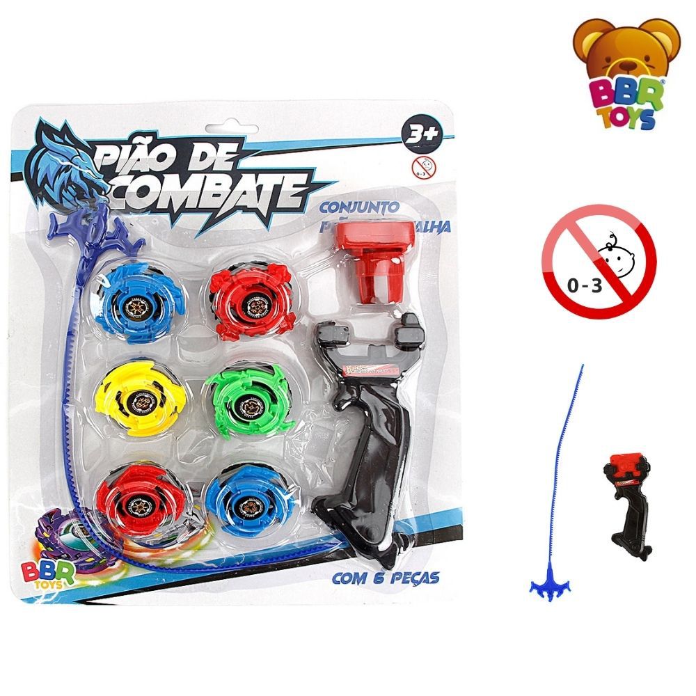 Kit Brinquedo 6 Pião de Combate para Meninos com Lançador - Chic