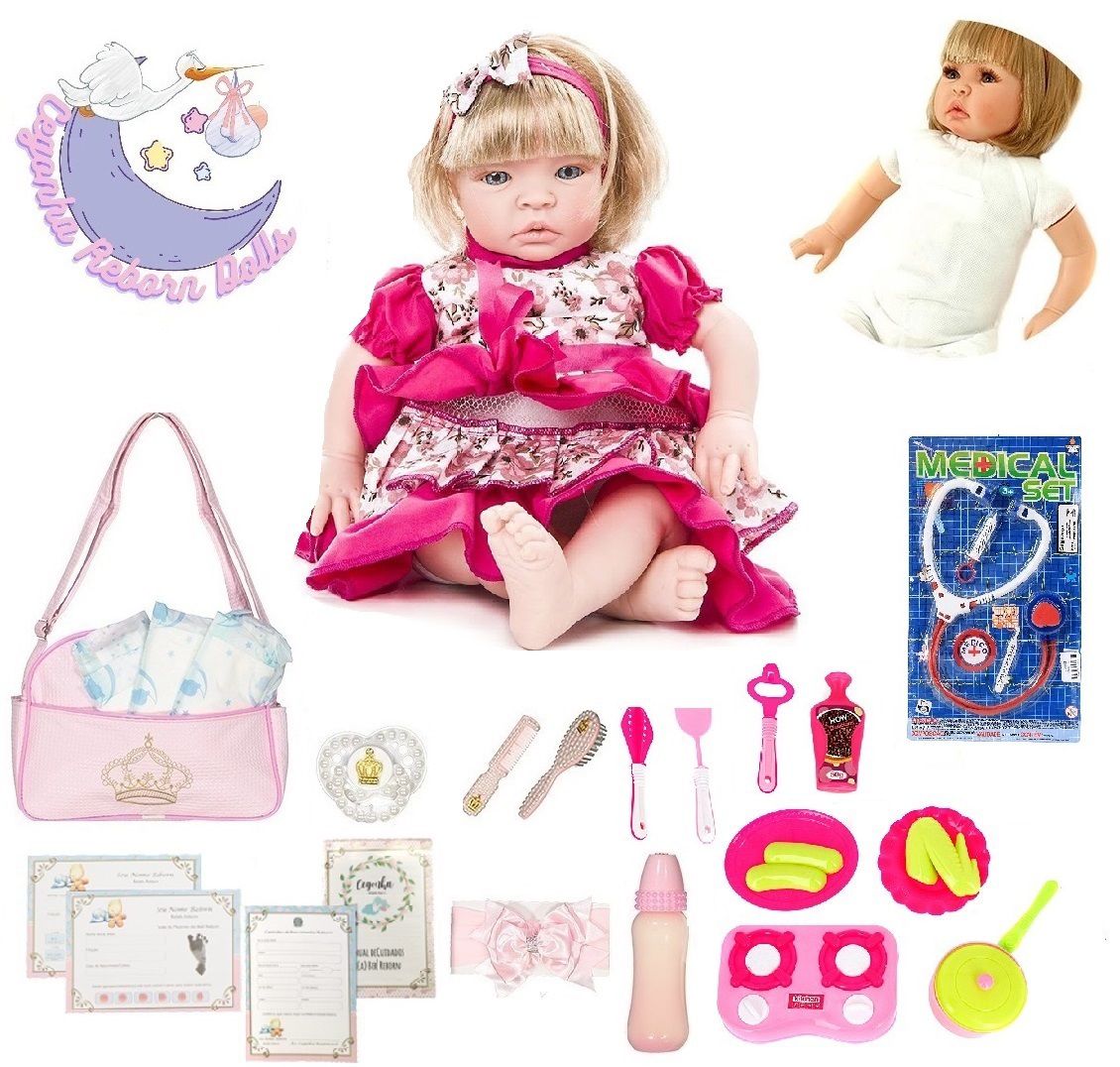 Boneca Bebê Reborn Barata Siliconada Linda Baby Dolls Loira - USA Magazine