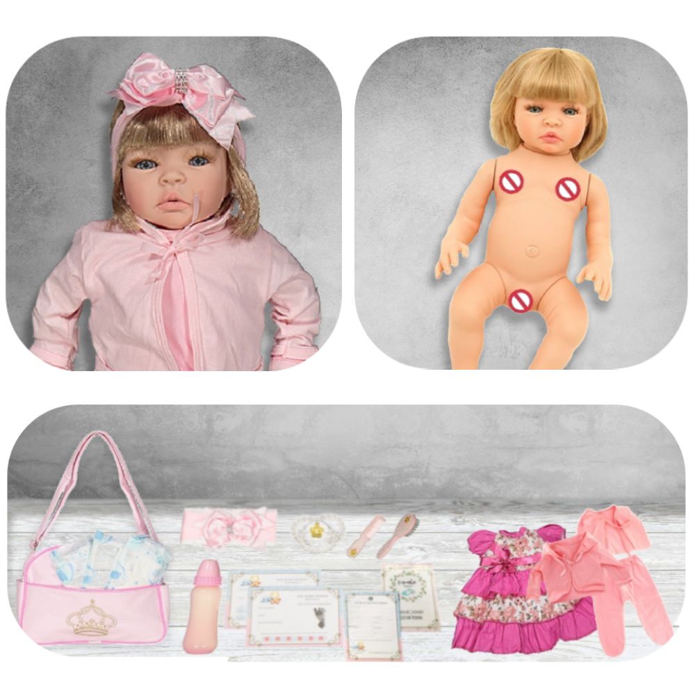 Boneca Bebê Reborn Menina Loira Princesa Realista + 20 Itens - Chic Outlet  - Economize com estilo!