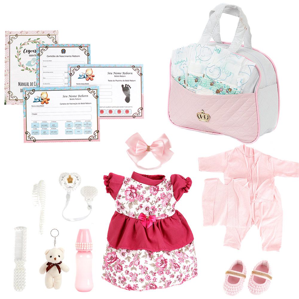 Conjunto P Bebê Reborn Roupa Fralda e Bolsa Maternidade Rosa - Chic Outlet  - Economize com estilo!