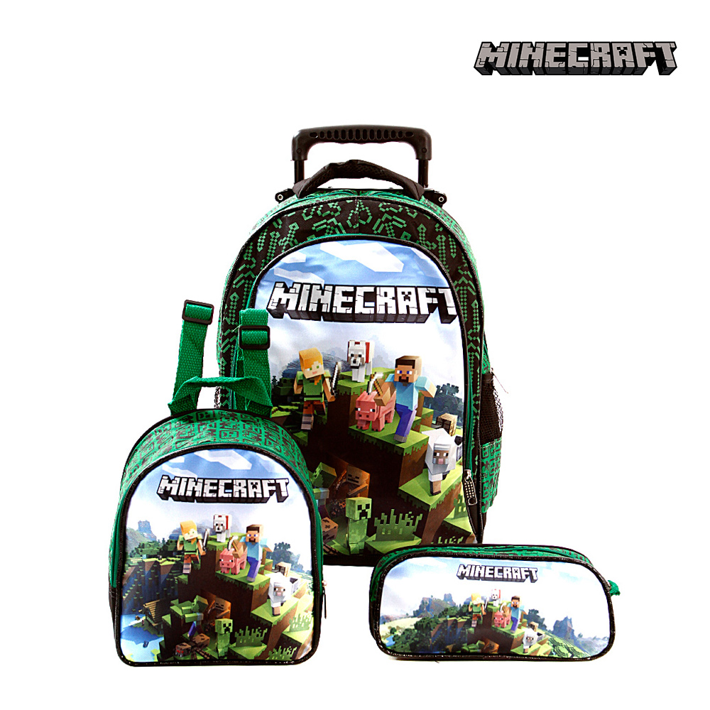 Kit Mochila Escolar Infantil Minecraft Jogo Grande Rodinhas - Chic Outlet -  Economize com estilo!