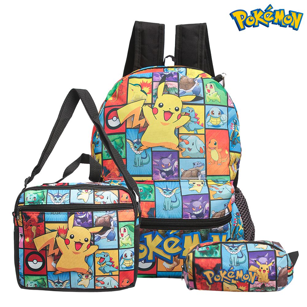 Mochila Escola Grande Pokémon Pikachu Costa Lancheira+Estojo - Chic Outlet  - Economize com estilo!