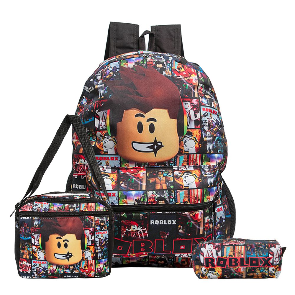 Mochila Escolar Jogo Roblox Costas Kit Lancheira+Estojo - Chic Outlet -  Economize com estilo!