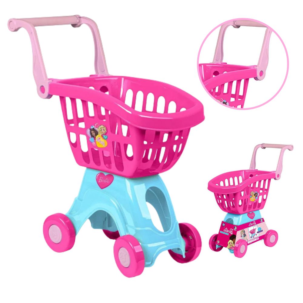 Kit Brinquedo Infantil Mercadinho Carrinho De Compras Barbie Chef