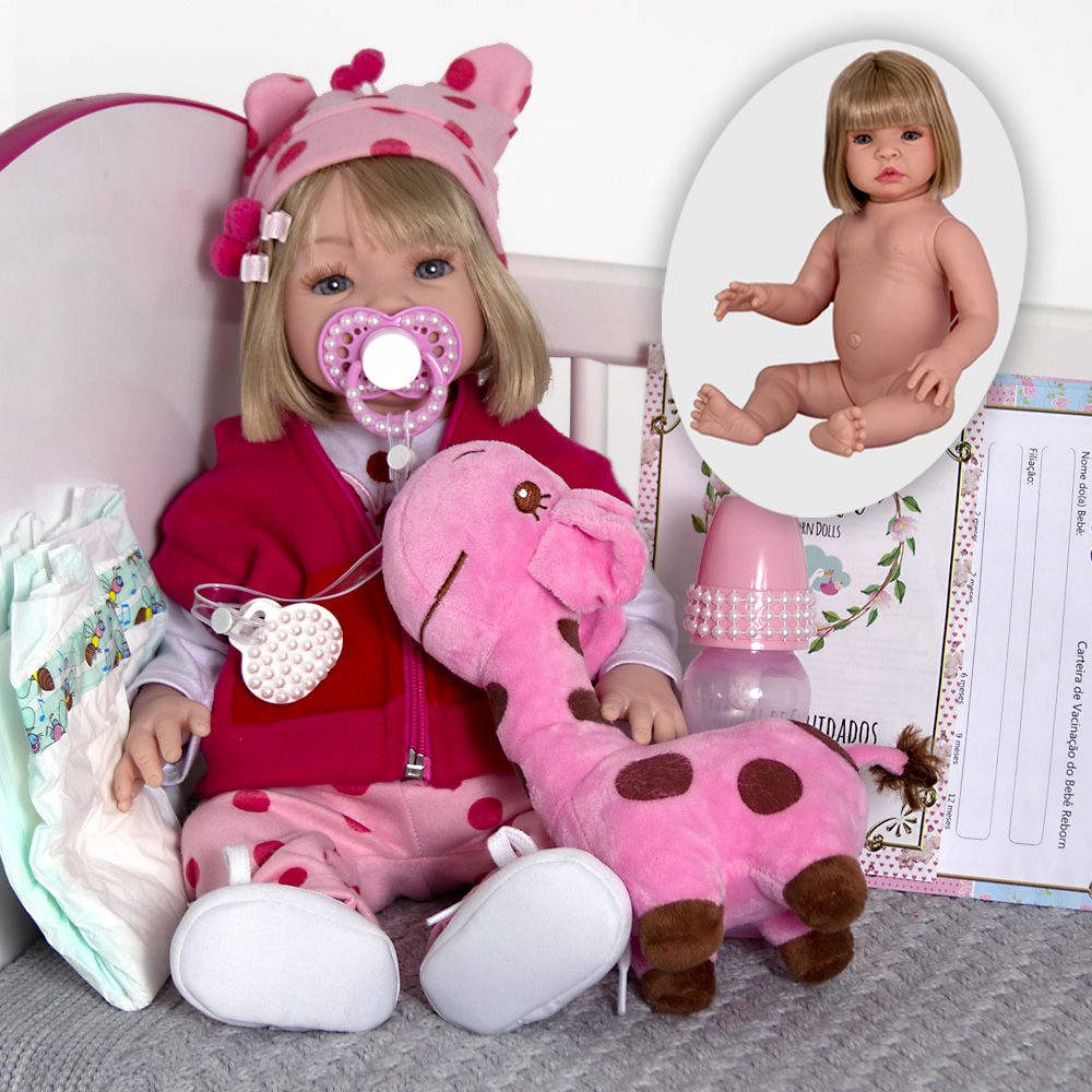 Boneca Bebe Reborn Silicone Girafinha Girafa Loira Menina - Chic Outlet -  Economize com estilo!