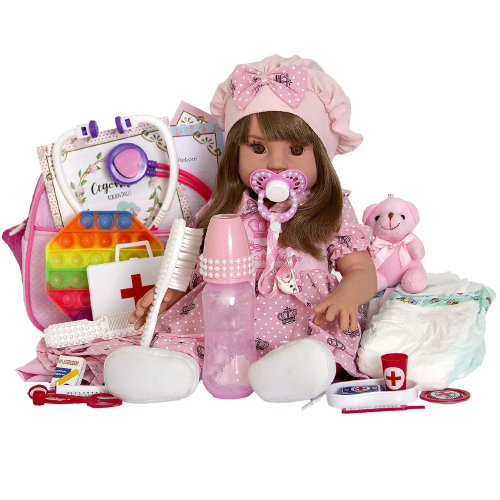 Boneca Infantil Com Roupa de Xodo Bege Realista - Chic Outlet