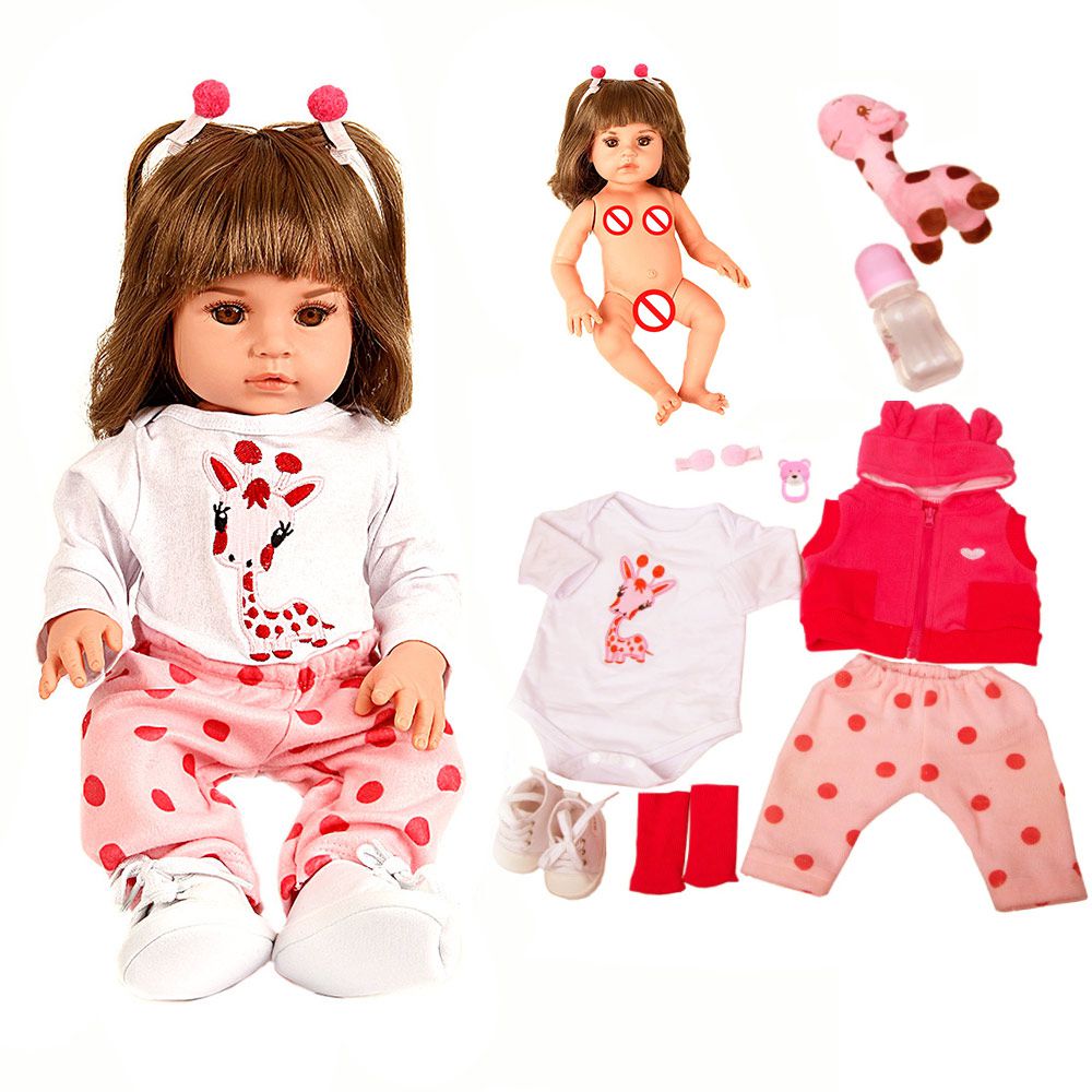 Boneca Baby Reborn Girafinha Enxoval Completo Silicone LOL - Chic