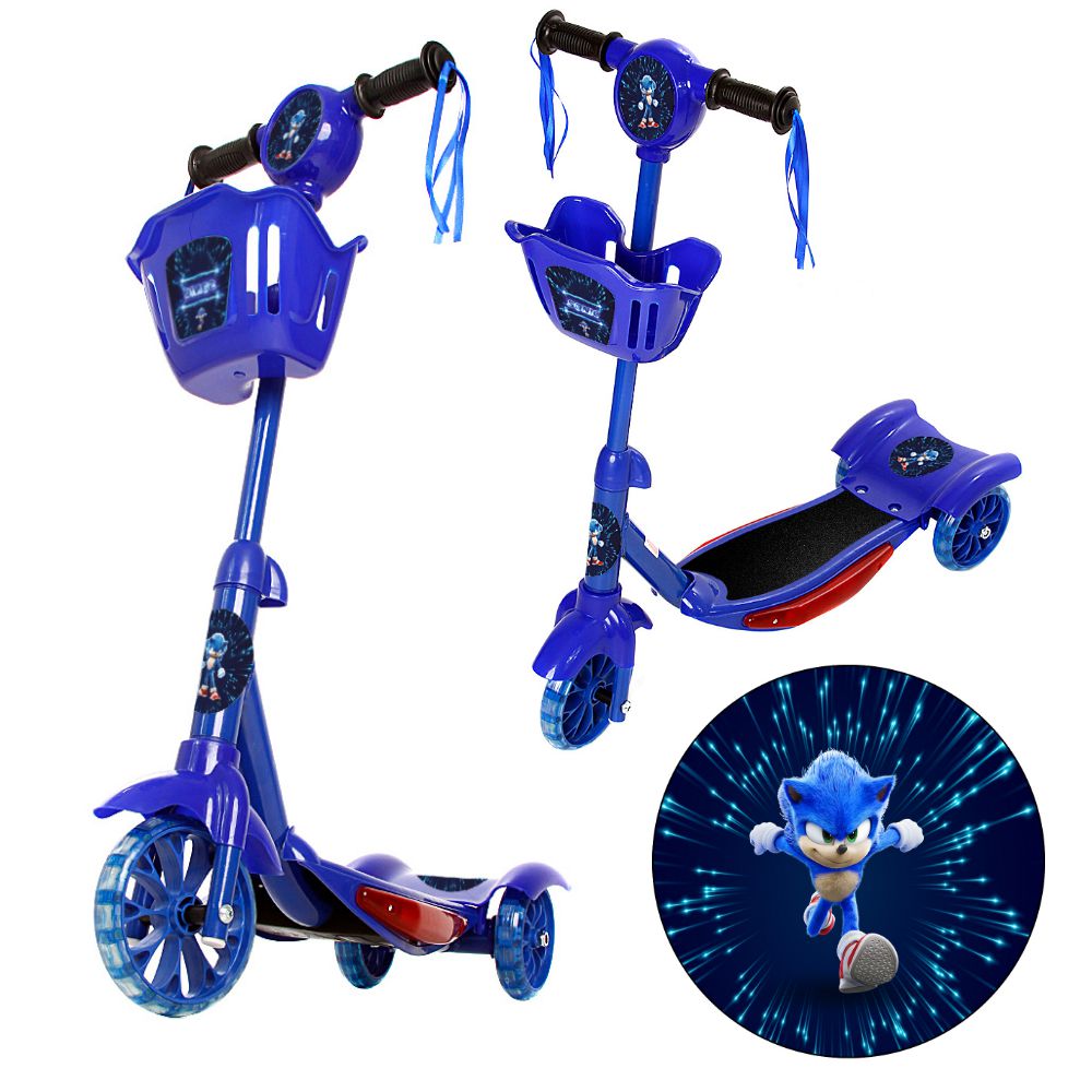 Patinete do Jogo Sonic Infantil Meninos de Duas Rodas Azul - Toys