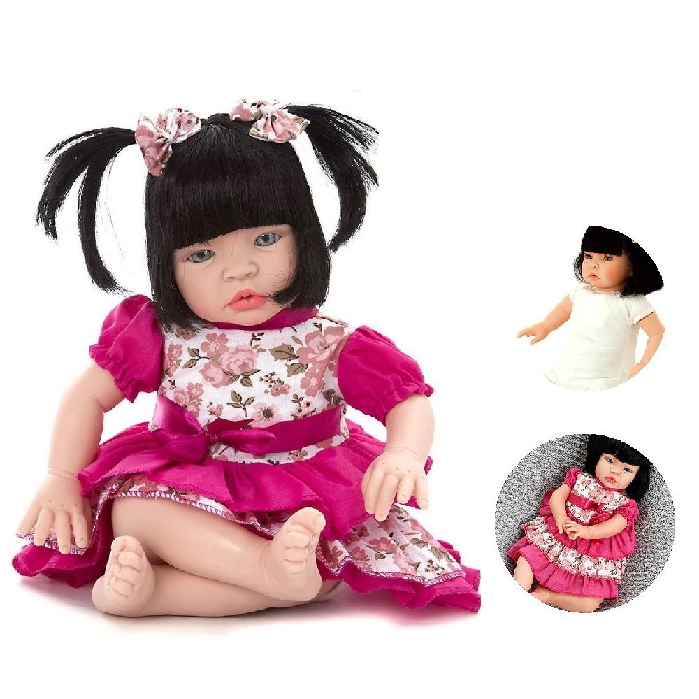 Boneca Bebê Tipo Reborn Bebê Realista+ Kit C Acessórios 14