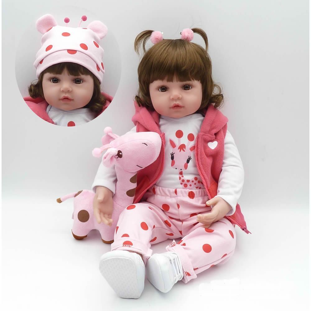 Boneca Bebe Reborn Silicone Girafinha Menina 48cm Realista - Chic