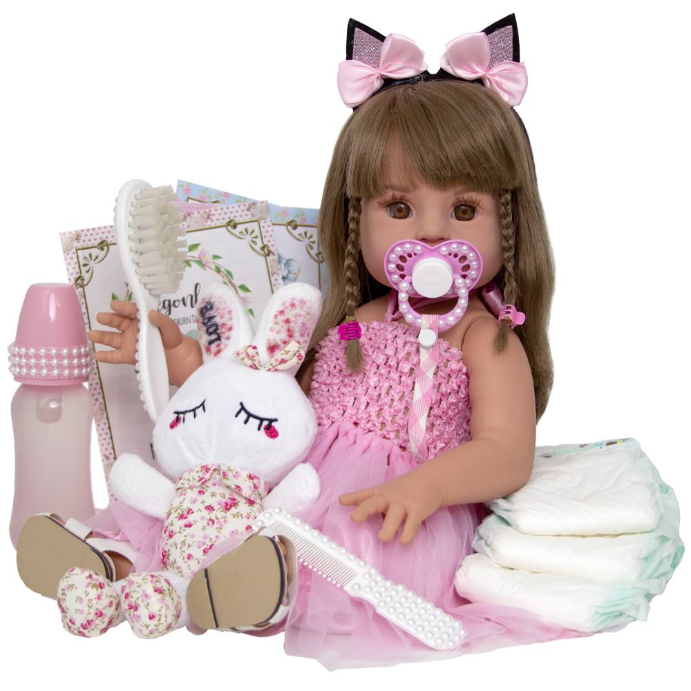 Boneca Reborn Bebe Menina 52cm Realista Silicone Enxoval - Chic Outlet -  Economize com estilo!