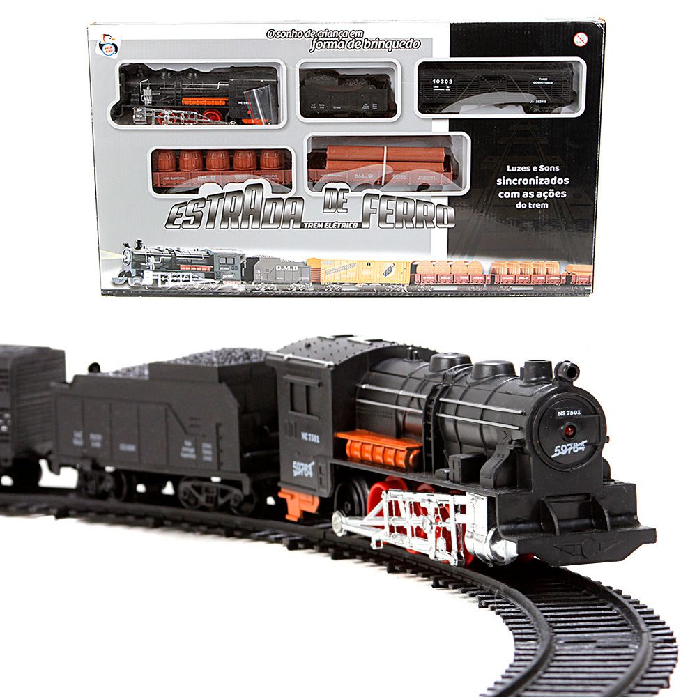 Brinquedo Trem Locomotiva Infantil Grande Com Som E Luz