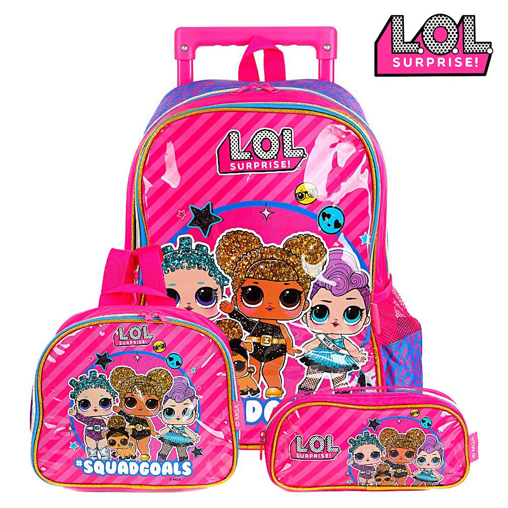 Kit Mochila Escolar Infantil LOL Squad Com Rodinhas - Chic Outlet -  Economize com estilo!