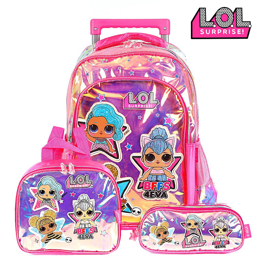 Kit Mochila Escolar Infantil LOL BFFS 4 Eva Com Rodinhas - Chic