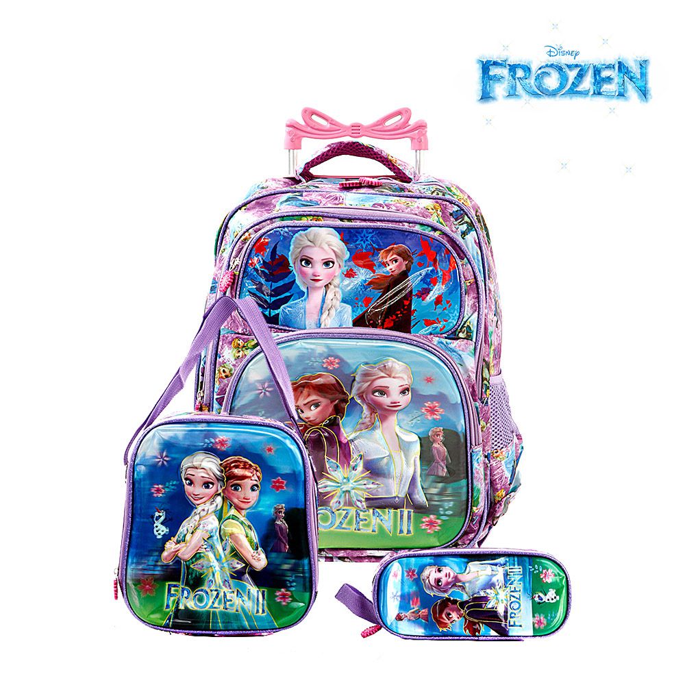 Kit Mochila Infantil Escolar Frozen 2 Elsa e Anna 3D Rodinha - Chic Outlet  - Economize com estilo!