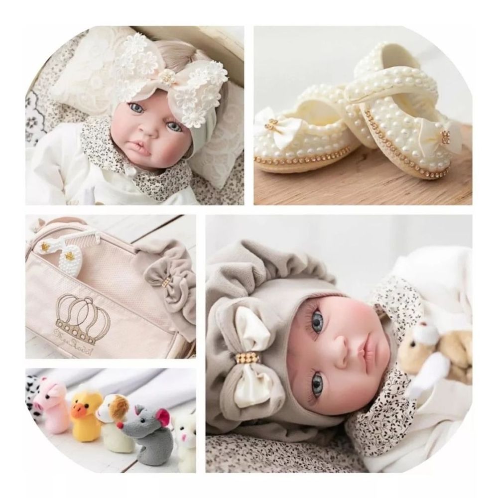 Boneca Bebê Reborn Princesa Larinha Loira Roupa Creme 53cm - Chic Outlet -  Economize com estilo!