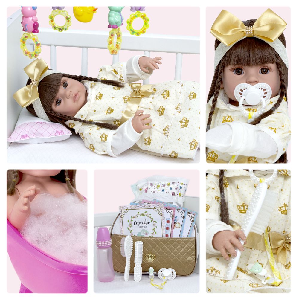 Bebê Reborn Baby Boneca Realista 100% Silicone Banho E Itens