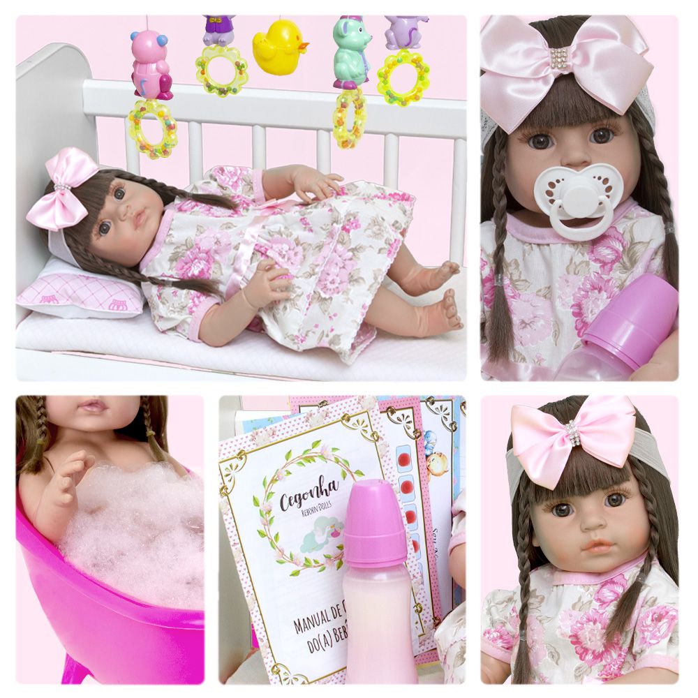 Boneca Reborn Bebe Menina 52cm Realista Silicone Enxoval - Chic Outlet -  Economize com estilo!