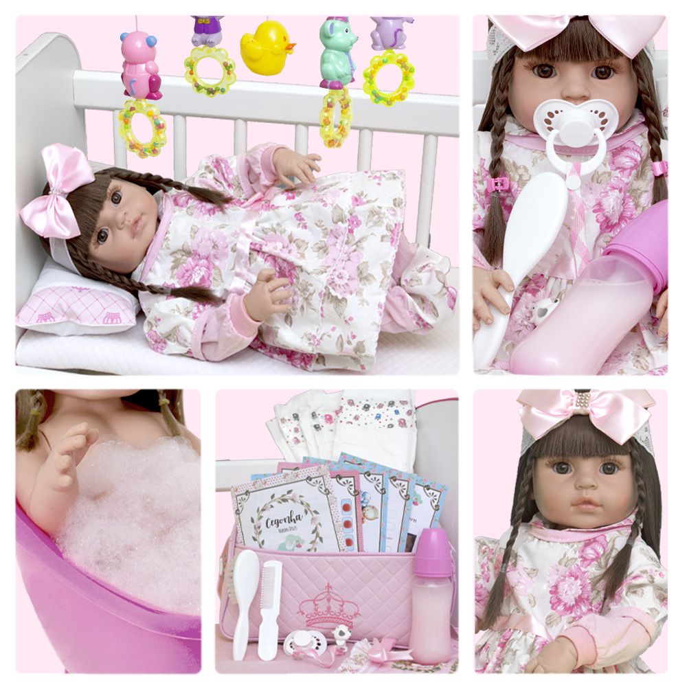 Boneca Bebê Reborn Linda Princesa 20 Itens Bolsa Lançamento