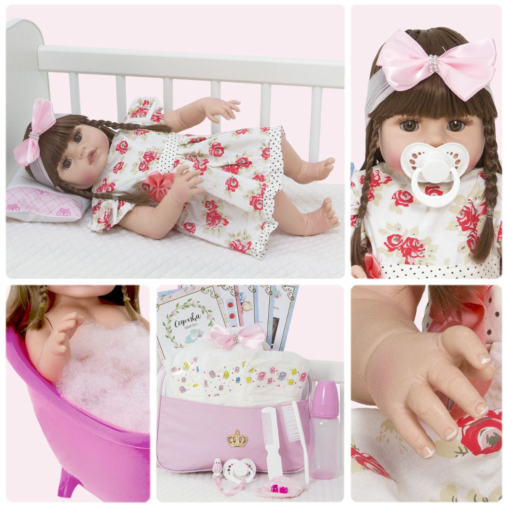 Boneca Bebê Reborn Silicone Menina Bailarina 22 Acessórios - Chic Outlet -  Economize com estilo!