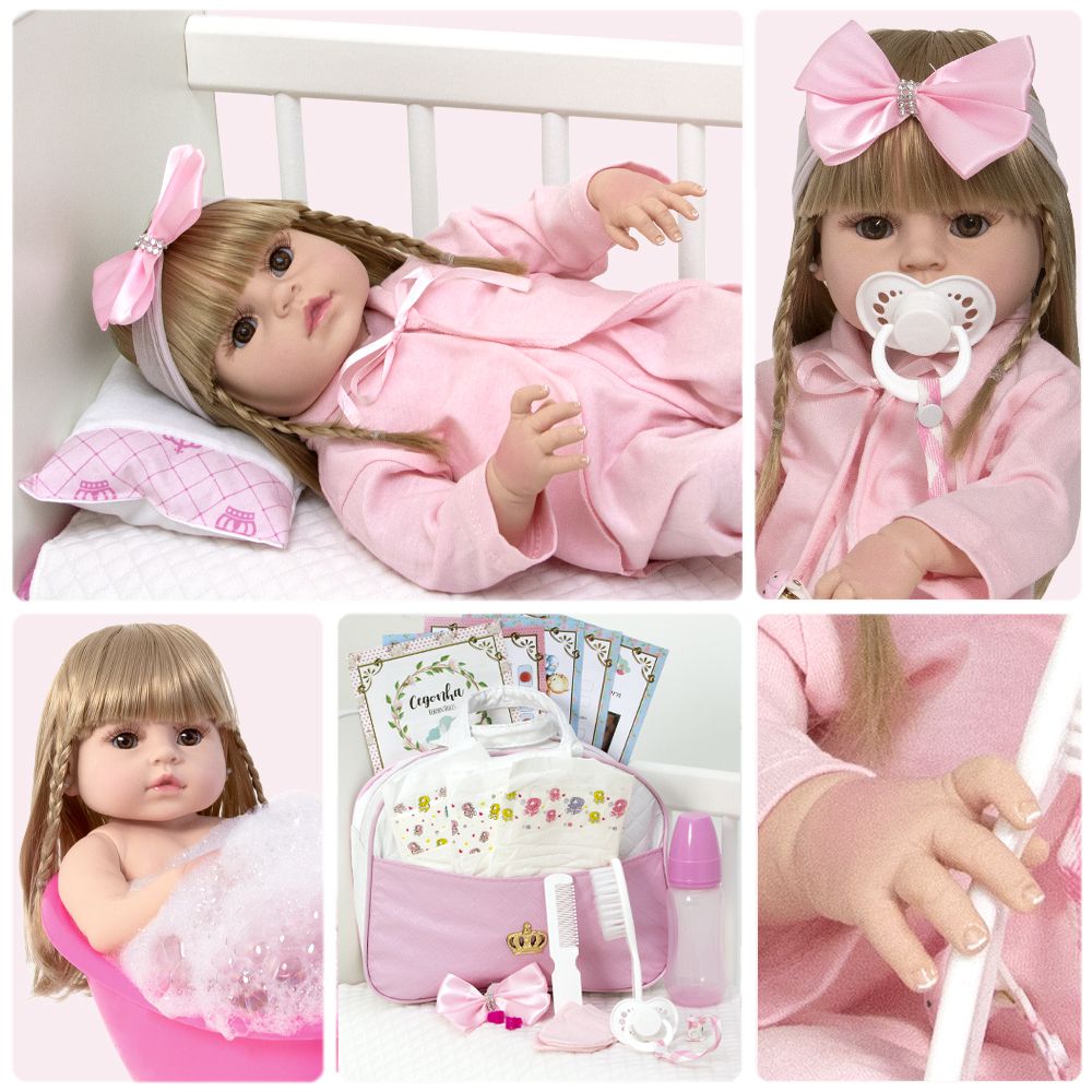 Boneca Bebe Reborn Realista Menina Loira Barbie Pode Banho - Chic Outlet -  Economize com estilo!