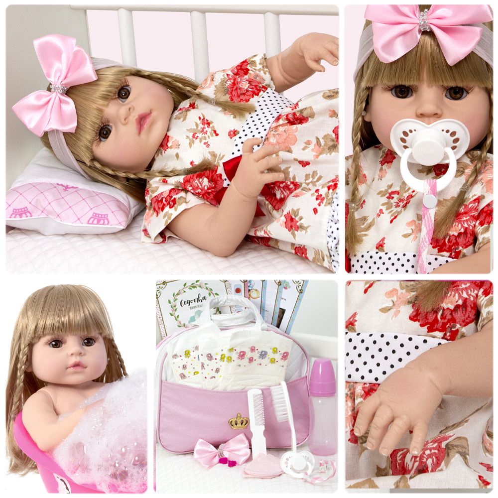 Boneca Bebe Reborn Loira Vestido Realista Original com Bolsa - ShopJJ -  Brinquedos, Bebe Reborn e Utilidades