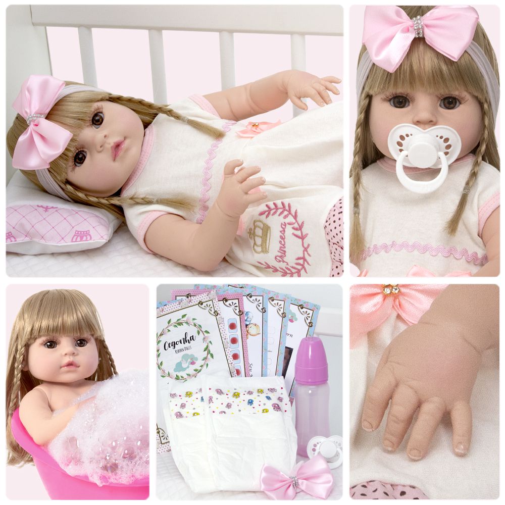 Boneca Bebê Reborn Barata Siliconada Linda Baby Dolls Loira - Chic Outlet -  Economize com estilo!