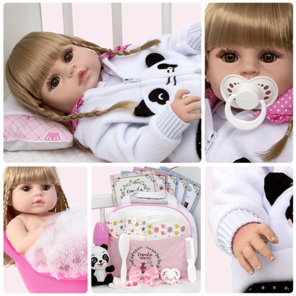 Boneca Bebê Reborn Menina Loira Princesa Realista + 20 Itens - Chic Outlet  - Economize com estilo!