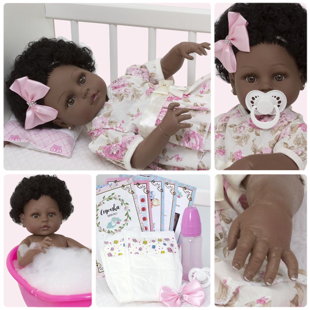 Bebe Boneca Reborn de Silicone Realista com Chupeta 13 Itens