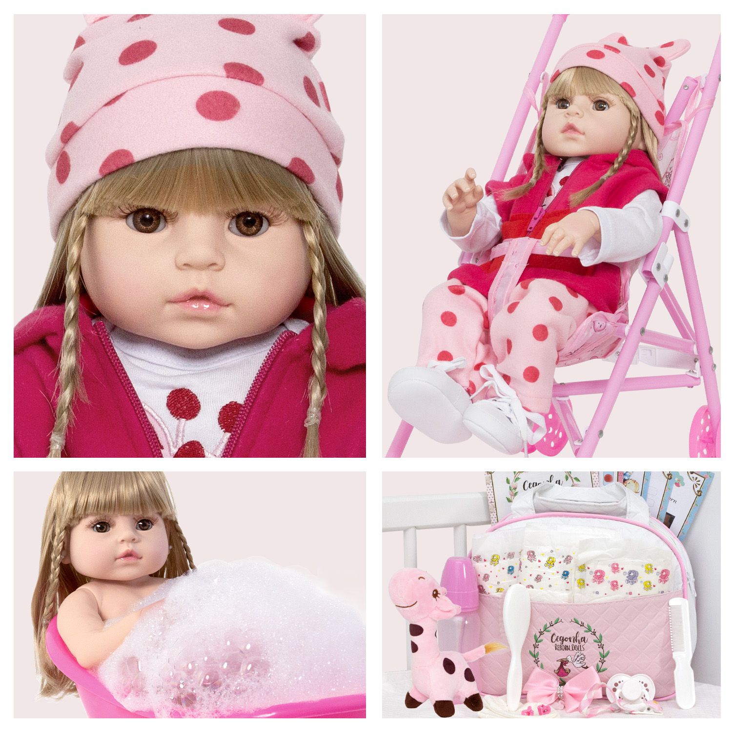 Boneca Bebe Reborn Morena Realista Pode Dar Banho + 20 Itens - Chic Outlet  - Economize com estilo!