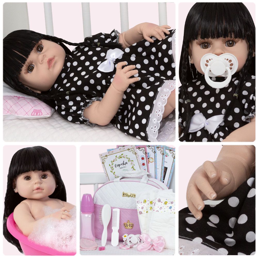 Boneca Bebe Barata Reborn Morena Baby Dolls Super Linda Rosa - Chic Outlet  - Economize com estilo!