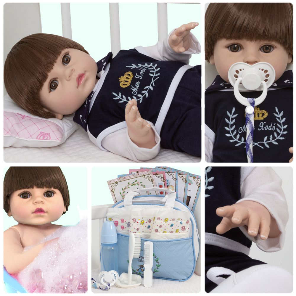 Bebê Reborn Menino Realista 100% Silicone Com Itens e Bolsa