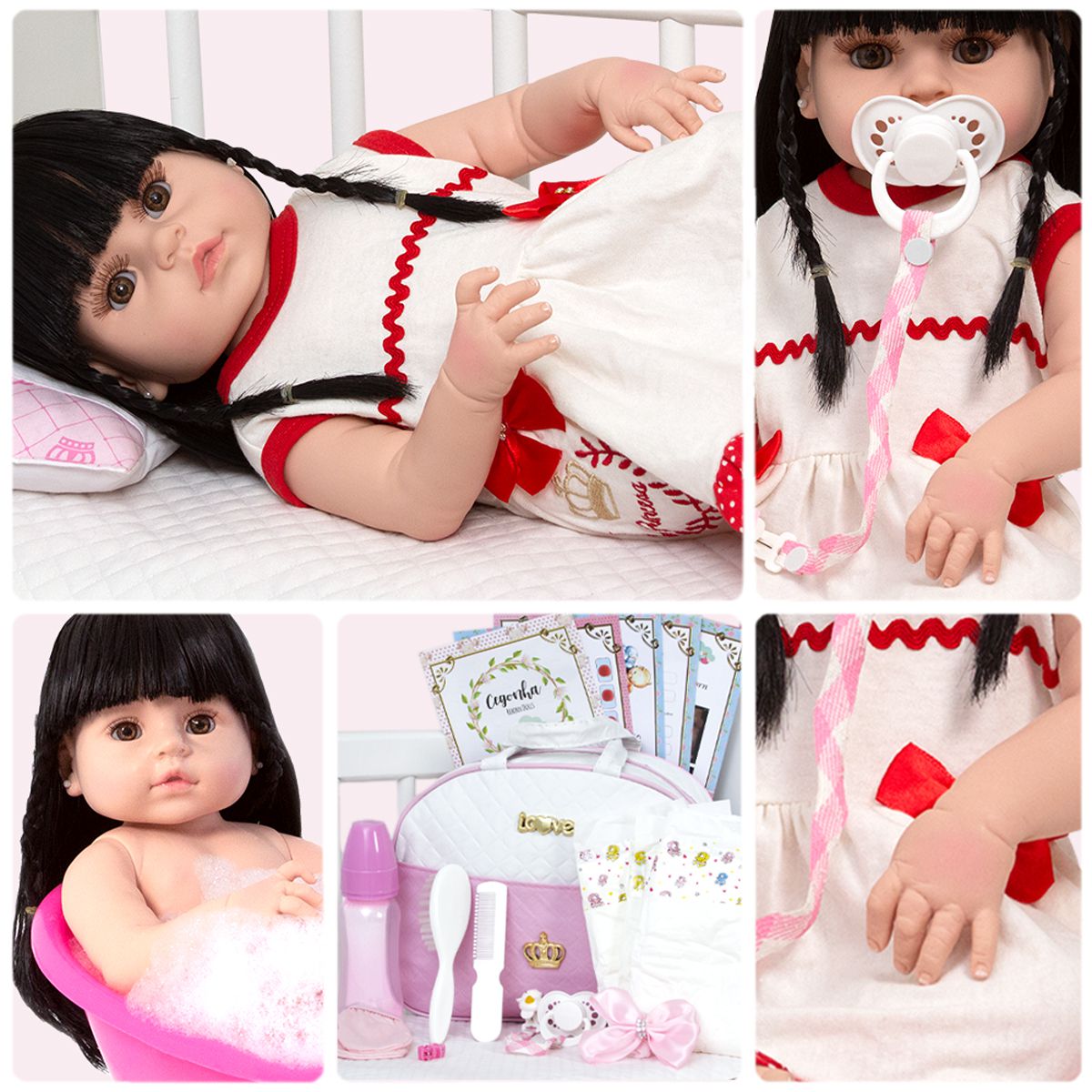 Boneca Bebê Reborn Morena De Luxo Cegonha Dolls 23 Itens - Chic Outlet -  Economize com estilo!