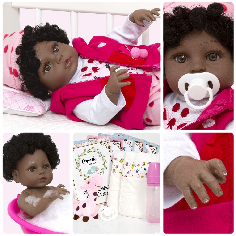 Boneca Bebê Reborn Menina Negra Realista Com Acessórios - ShopJJ -  Brinquedos, Bebe Reborn e Utilidades